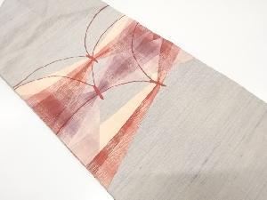 手織り紬　蝶模様　名古屋帯